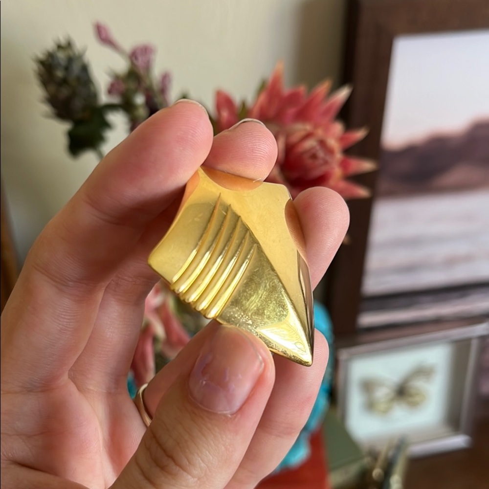 Monet Gold Geometric Brooch - Picture 4 of 4